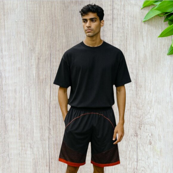 CONVERSION PERFORMANCE -- Workout Shorts, Large Man's, Black/Red Trim, Elastic - Picture 2 of 9